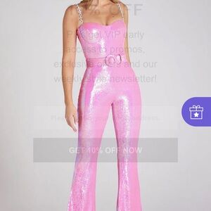 Barbie Pink Sequin Diamante Straps Jumpsuit